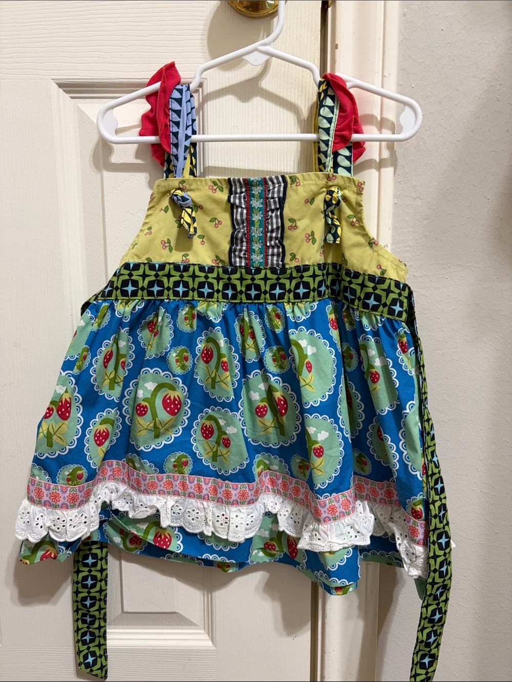 Girls Matilda Jane Blue & Green Strawberry Print Sundress Top